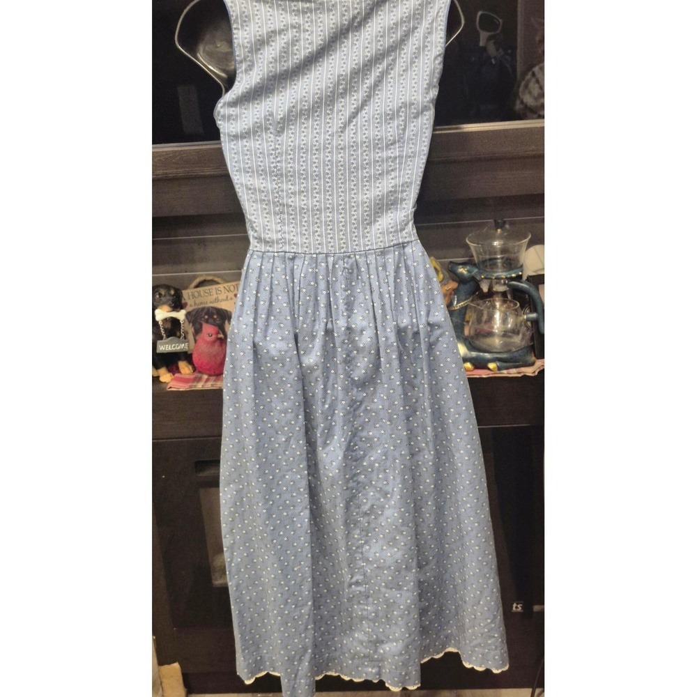 Alpenland Vintage Blue Floral Prairie Dirndl Cottagecore Dress 38 S M Cotton - Picture 8 of 11